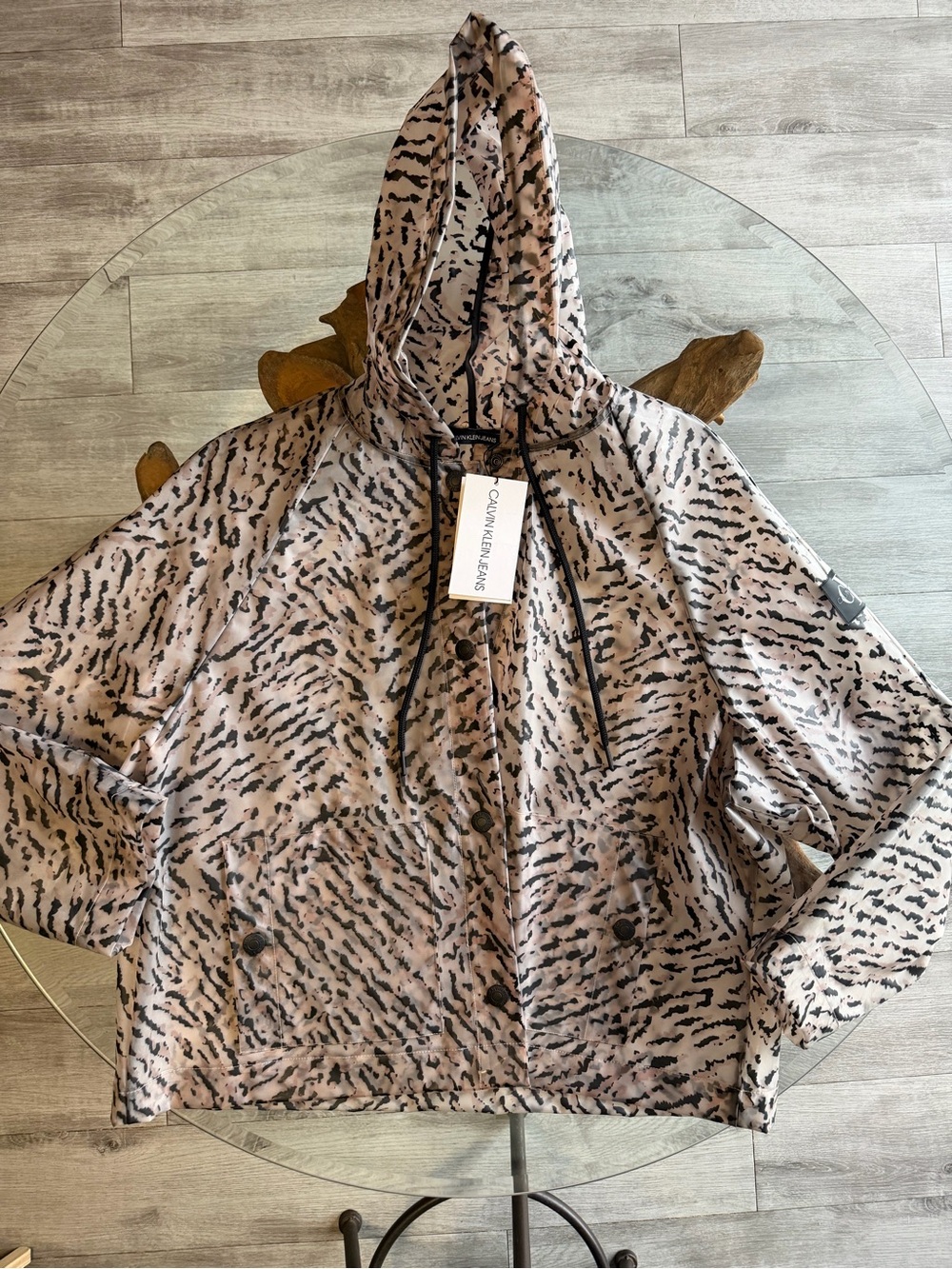 Calvin Klein Jeans Animal Print Hooded Rain Jacket